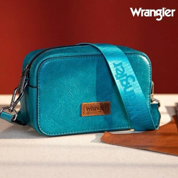 Wrangler Teal/Turquoise Snapshot Camera Shoulder/Crossbody Bag w/ Guitar Strap - Picture 12 of 16